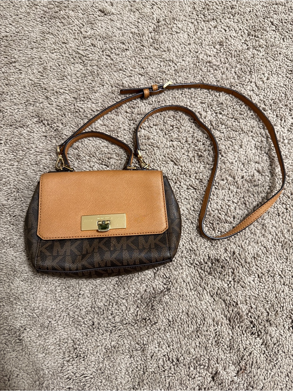 Michael Kors Brown Signature MK Mini Satchel Crossbody Bag